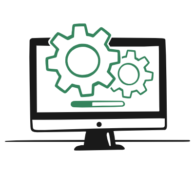 Illustration of work loading on a computer screen representing the importance of website management